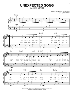 page one of Unexpected Song (from Song & Dance) (Easy Piano)