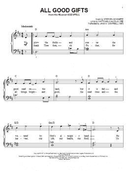 page one of All Good Gifts (from Godspell) (Easy Piano)