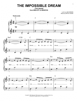 page one of The Impossible Dream (The Quest) (Very Easy Piano)