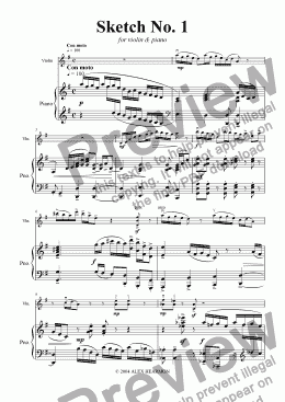 page one of Sketch No. 1 for Violin & Piano