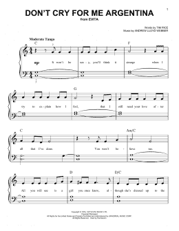 page one of Don't Cry For Me Argentina (Easy Piano)