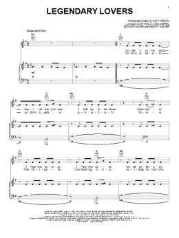 page one of Legendary Lovers (Piano, Vocal & Guitar Chords (Right-Hand Melody))