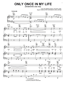 page one of Only Once In My Life (Solamente Una Vez) (Piano, Vocal & Guitar Chords (Right-Hand Melody))