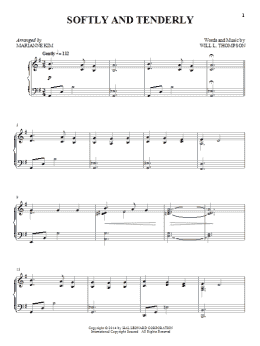 page one of Softly And Tenderly (Piano Solo)