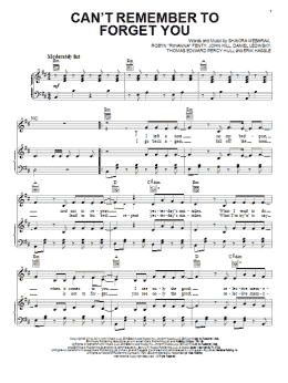 page one of Can't Remember To Forget You (Piano, Vocal & Guitar Chords (Right-Hand Melody))