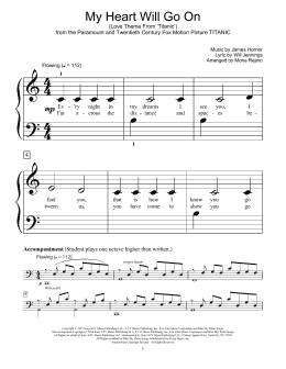 page one of My Heart Will Go On (Love Theme from Titanic) (Educational Piano)