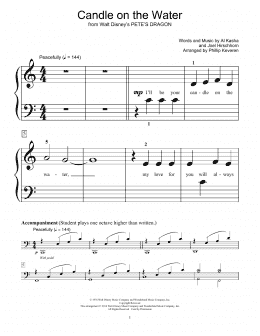 page one of Candle On The Water (from Pete's Dragon) (arr. Phillip Keveren) (Educational Piano)