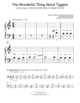 page one of The Wonderful Thing About Tiggers (from The Many Adventures Of Winnie The Poo) (arr Phillip Keveren) (Educational Piano)
