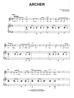 page one of Archer (Piano & Vocal)