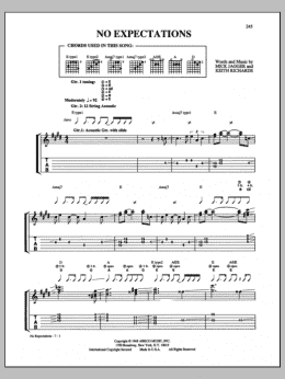 page one of No Expectations (Guitar Tab)