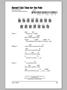 page one of Haven't Got Time For The Pain (Guitar Chords/Lyrics)