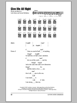 page one of Give Me All Night (Guitar Chords/Lyrics)