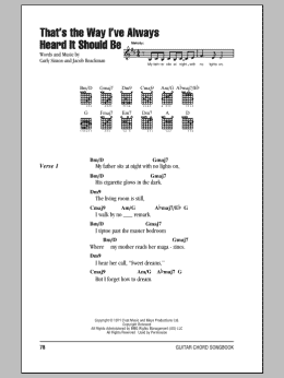 page one of That's The Way I've Always Heard It Should Be (Guitar Chords/Lyrics)