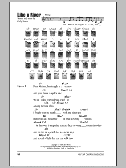 page one of Like A River (Guitar Chords/Lyrics)