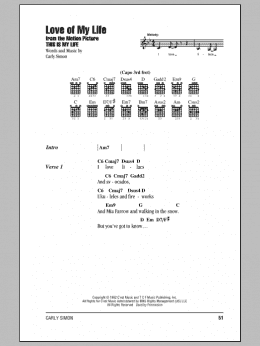 page one of Love Of My Life (Guitar Chords/Lyrics)