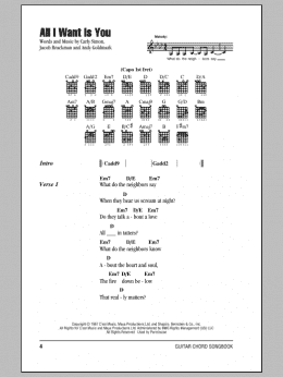 page one of All I Want Is You (Guitar Chords/Lyrics)