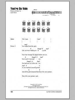 page one of You're So Vain (Guitar Chords/Lyrics)