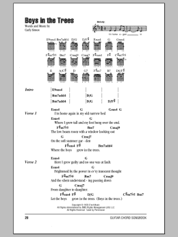 page one of Boys In The Trees (Guitar Chords/Lyrics)