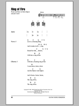 page one of Ring Of Fire (Guitar Chords/Lyrics)