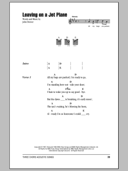 page one of Leaving On A Jet Plane (Guitar Chords/Lyrics)