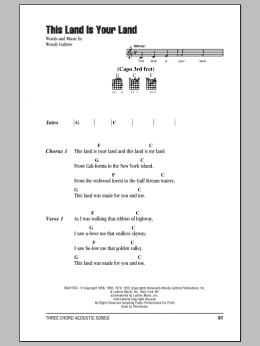 page one of This Land Is Your Land (Guitar Chords/Lyrics)