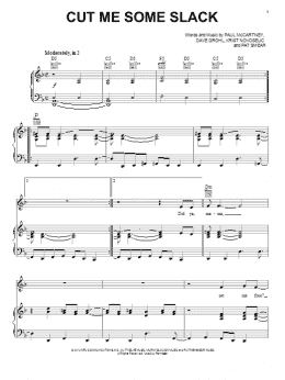 page one of Cut Me Some Slack (Piano, Vocal & Guitar Chords (Right-Hand Melody))