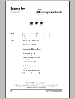 page one of Squeeze Box (Guitar Chords/Lyrics)