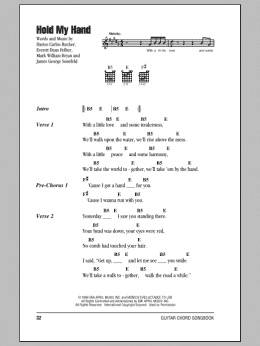 page one of Hold My Hand (Guitar Chords/Lyrics)