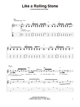 page one of Like A Rolling Stone (Guitar Tab (Single Guitar))