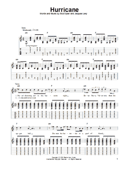 page one of Hurricane (Guitar Tab (Single Guitar))