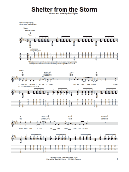 page one of Shelter From The Storm (Guitar Tab (Single Guitar))