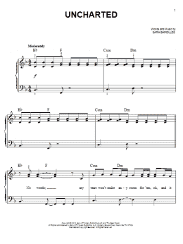 page one of Uncharted (Easy Piano)