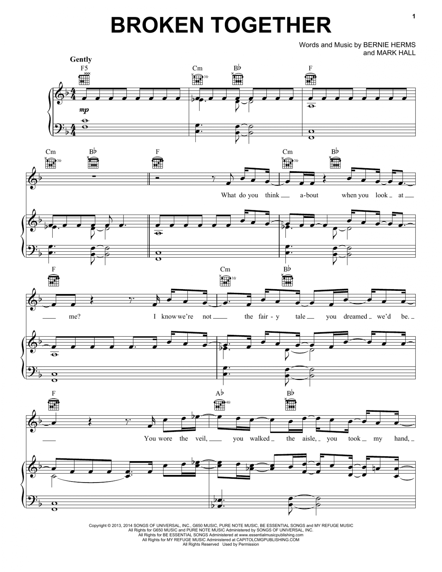 Broken Together (Piano, Vocal & Guitar Chords (Right-Hand Melody))