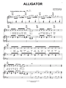 page one of Alligator (Piano, Vocal & Guitar Chords (Right-Hand Melody))