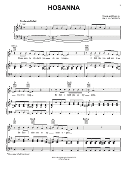 page one of Hosanna (Piano, Vocal & Guitar Chords (Right-Hand Melody))