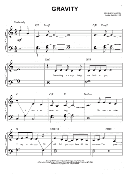 page one of Gravity (Big Note Piano)