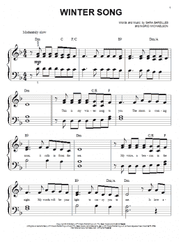 page one of Winter Song (Big Note Piano)