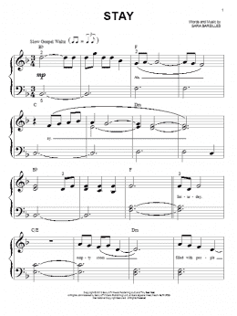 page one of Stay (Big Note Piano)