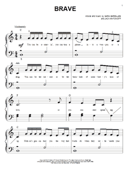 page one of Brave (Big Note Piano)