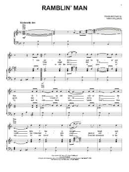 page one of Ramblin' Man (Piano, Vocal & Guitar Chords (Right-Hand Melody))