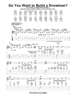 page one of Do You Want To Build A Snowman? (from Frozen) (Easy Guitar Tab)