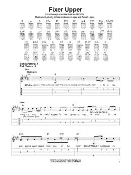 page one of Fixer Upper (from Disney's Frozen) (Easy Guitar Tab)