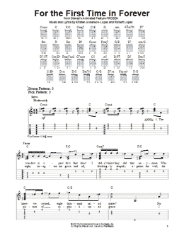 page one of For The First Time In Forever (from Frozen) (Easy Guitar Tab)