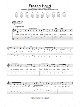 page one of Frozen Heart (from Disney's Frozen) (Easy Guitar Tab)