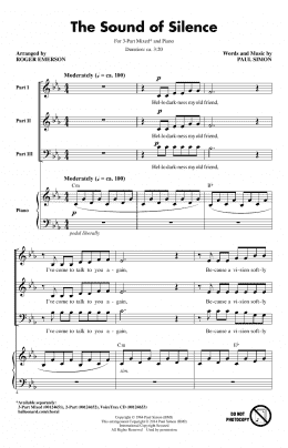 page one of The Sound Of Silence (arr. Roger Emerson) (3-Part Mixed Choir)
