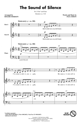page one of The Sound Of Silence (arr. Roger Emerson) (2-Part Choir)