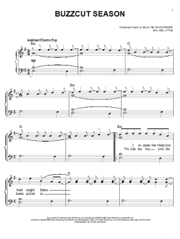 page one of Buzzcut Season (Easy Piano)