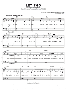 page one of Let It Go (from Frozen) (Demi Lovato version) (Easy Piano)