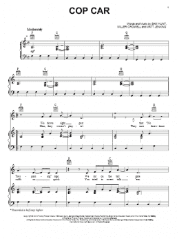 page one of Cop Car (Piano, Vocal & Guitar Chords (Right-Hand Melody))