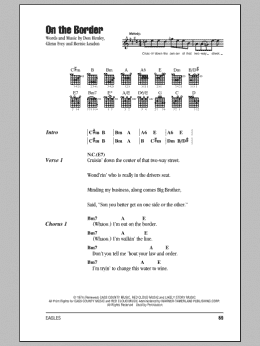 page one of On The Border (Guitar Chords/Lyrics)